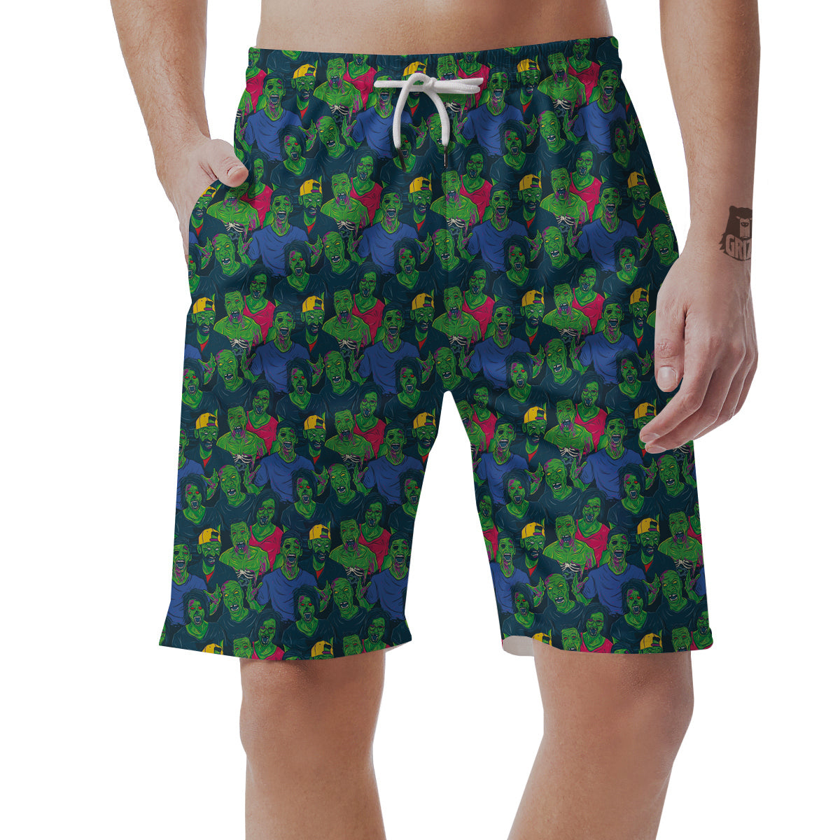 Zombie Print Pattern Men's Shorts-grizzshop