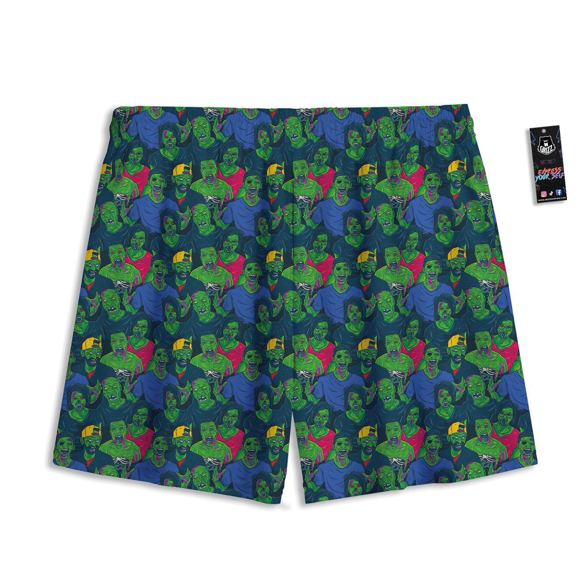 Zombie Print Pattern Mesh Shorts-grizzshop