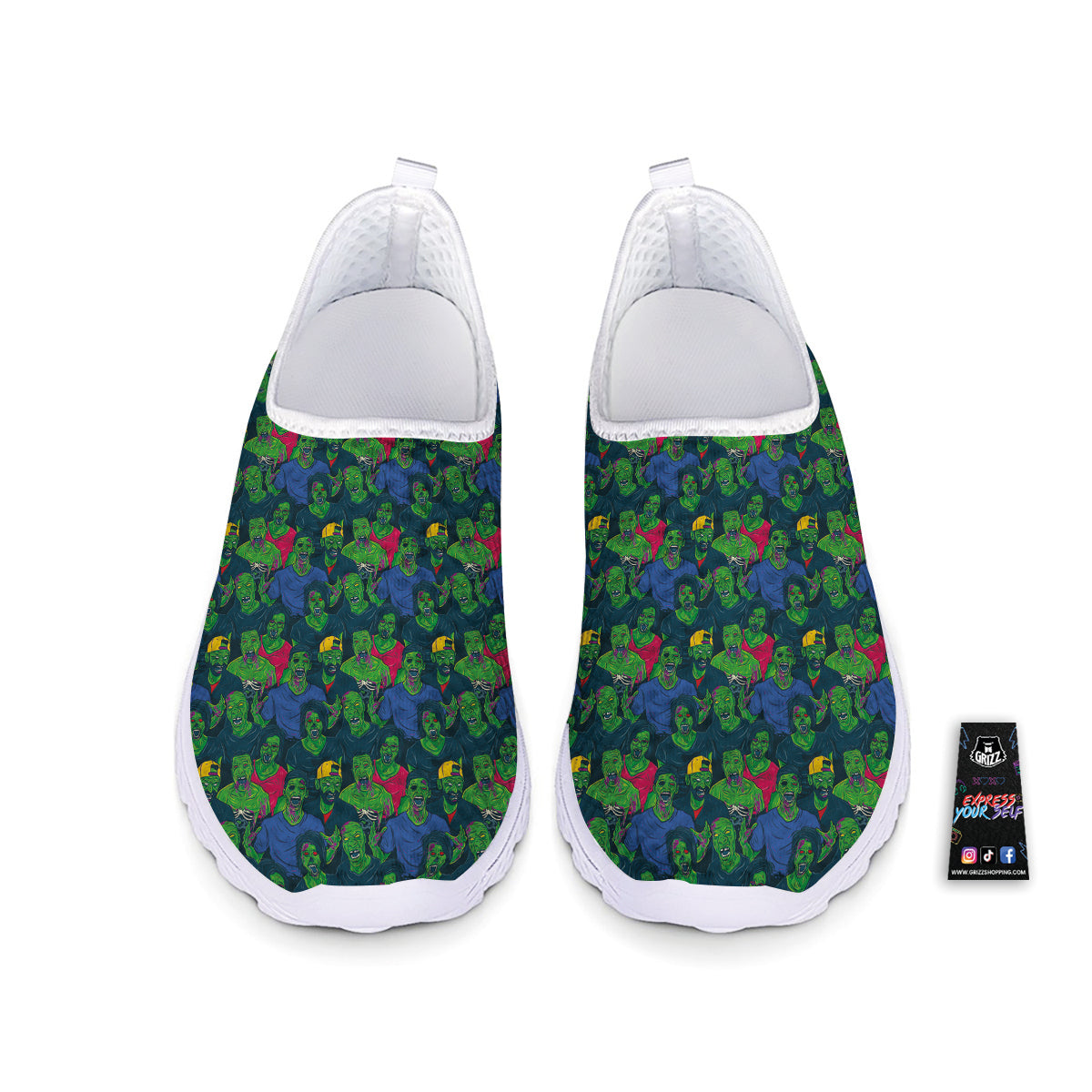 Zombie Print Pattern Nurse Shoes-grizzshop