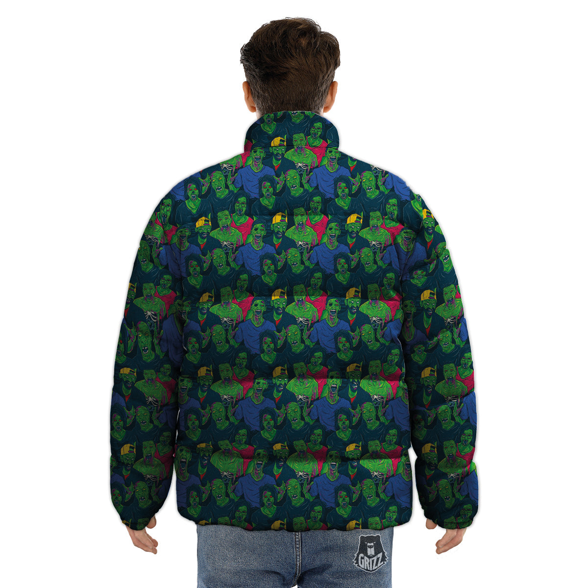 Zombie Print Pattern Puffer Jacket-grizzshop