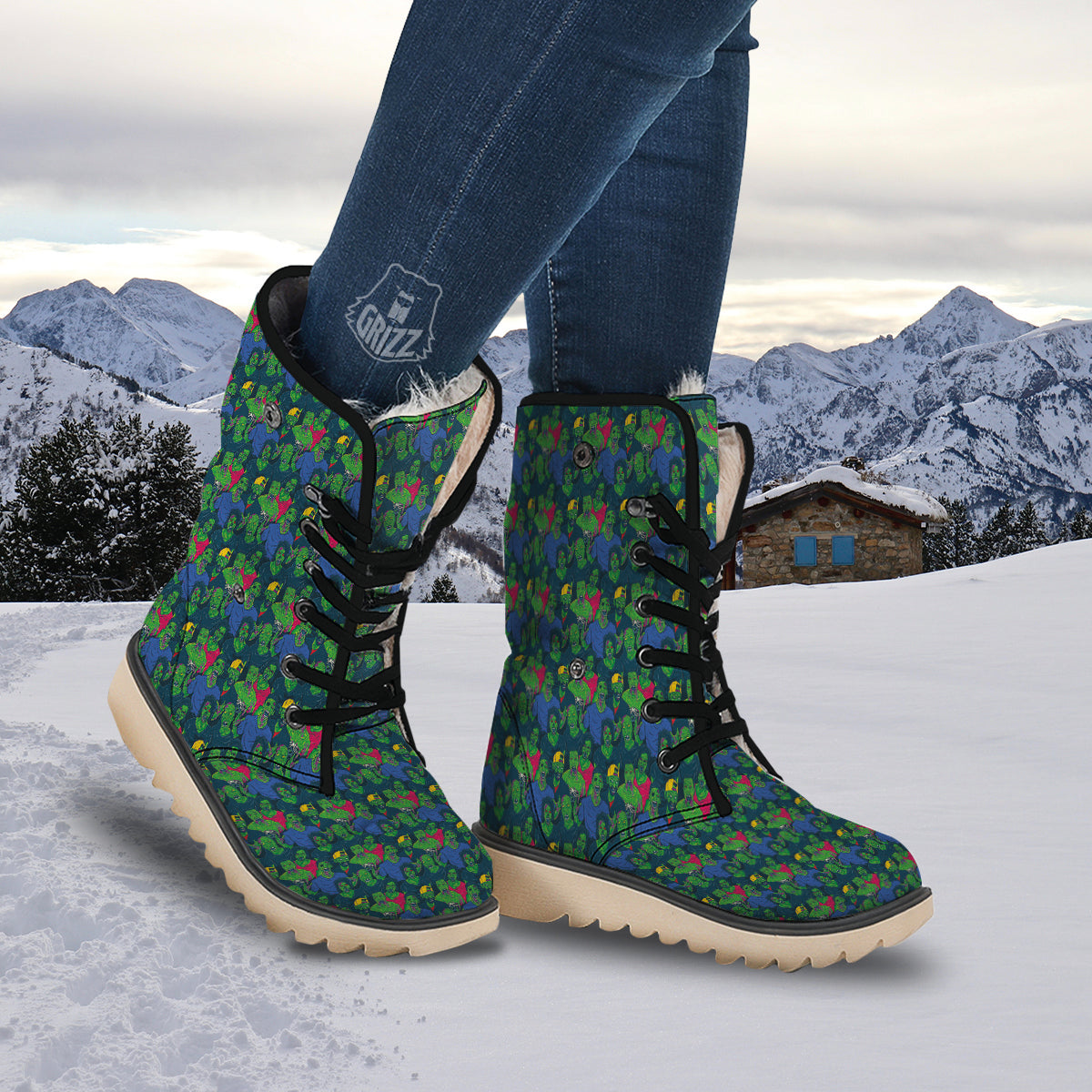 Zombie Print Pattern Snow Boots-grizzshop