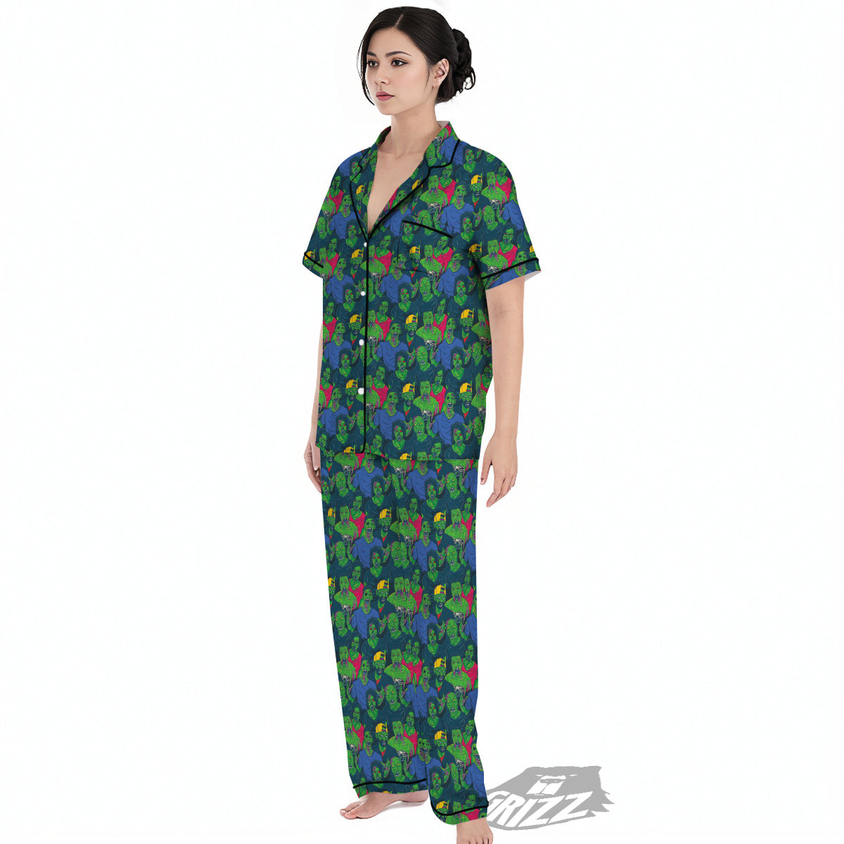 Zombie Print Pattern Women's Pajamas Set-grizzshop