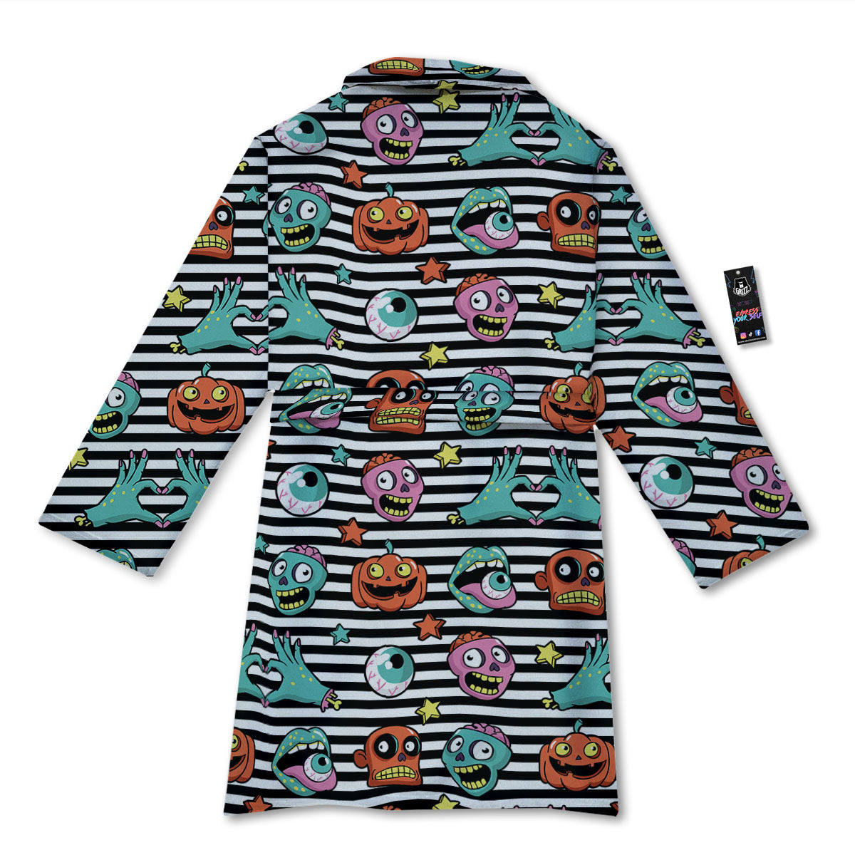 Zombie Striped Halloween Print Pattern Bathrobe-grizzshop