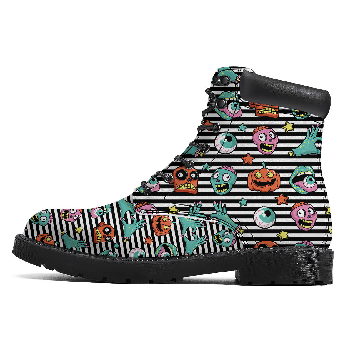 Zombie Striped Halloween Print Pattern Boots-grizzshop