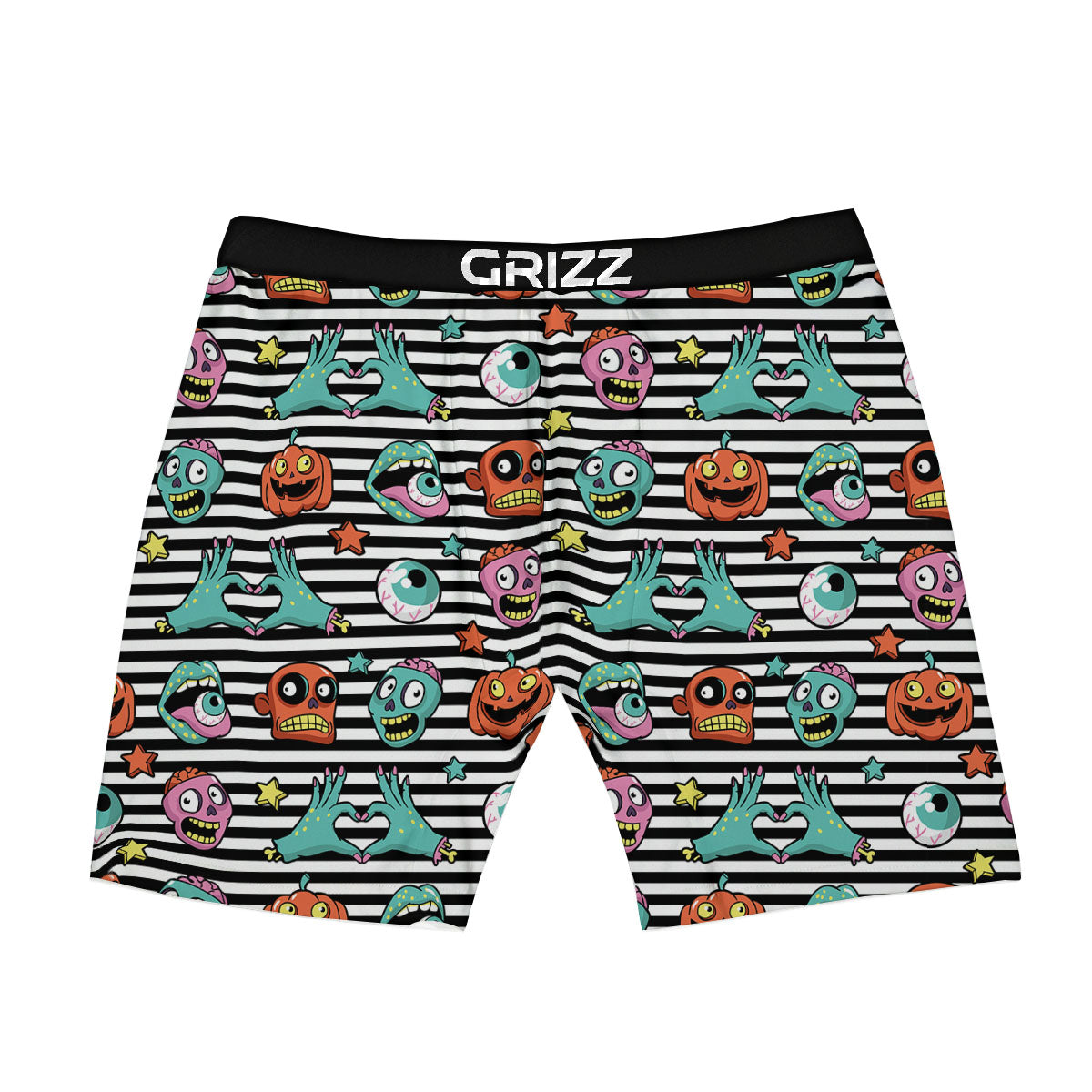 Zombie Striped Halloween Print Pattern Boxer Briefs-grizzshop