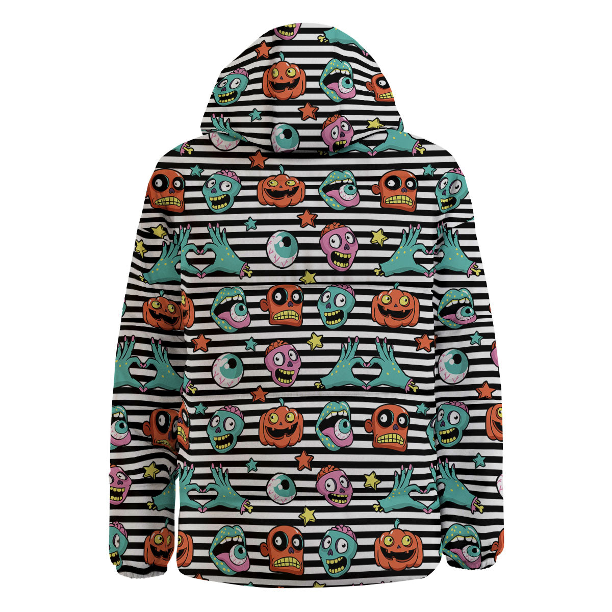 Zombie Striped Halloween Print Pattern Down Jacket-grizzshop