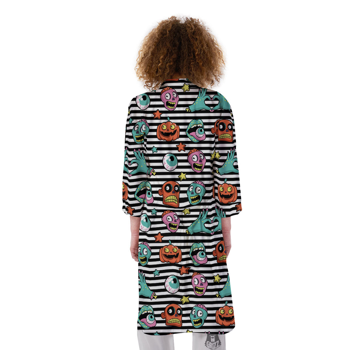 Zombie Striped Halloween Print Pattern Kimono-grizzshop