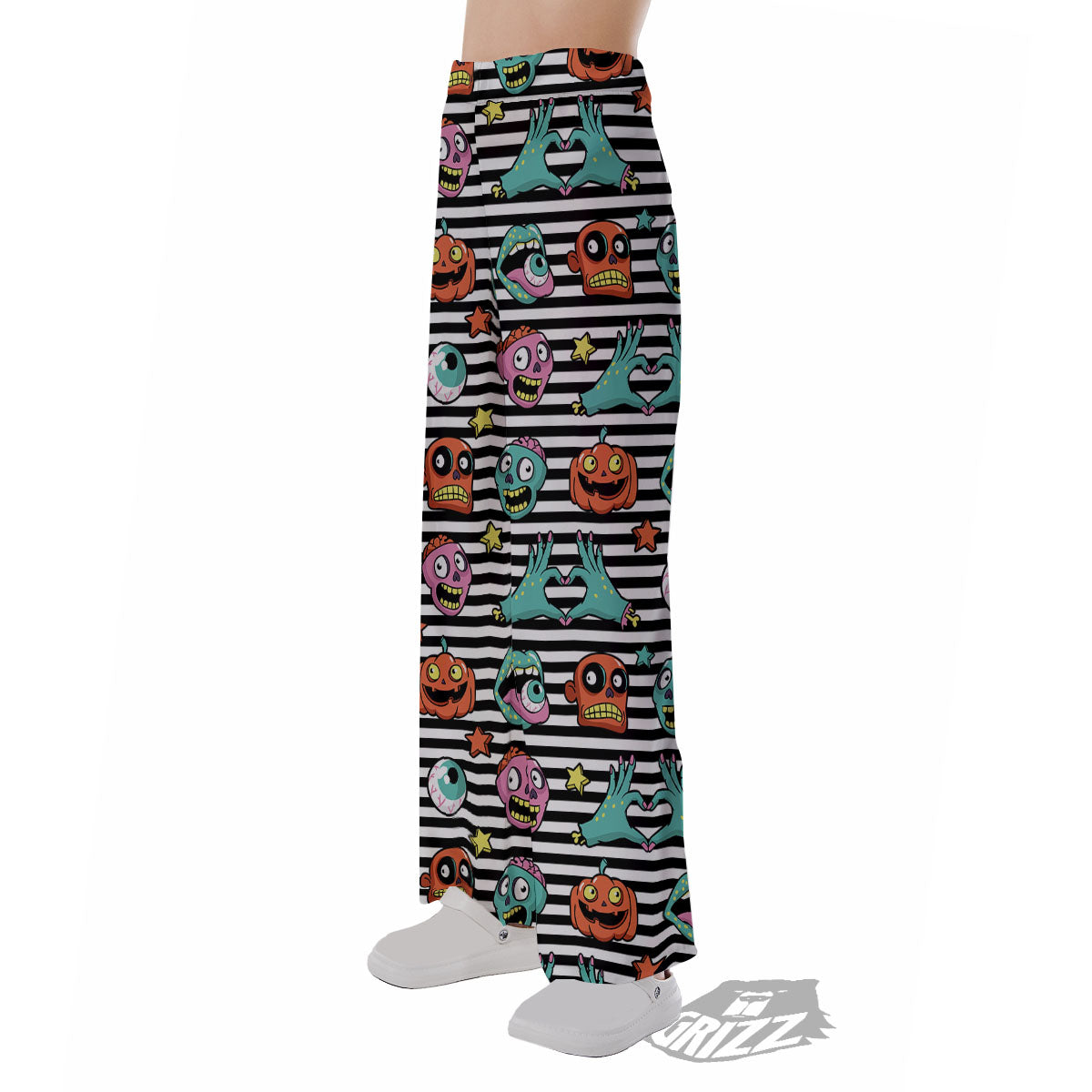 Zombie Striped Halloween Print Pattern Pajama Pants-grizzshop