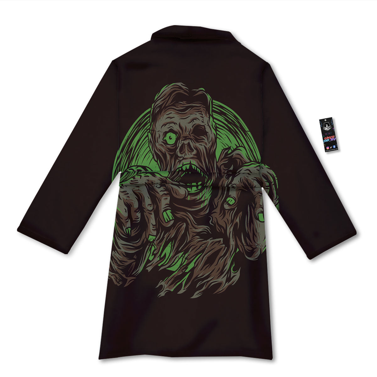 Zombie Walking Green Print Bathrobe-grizzshop
