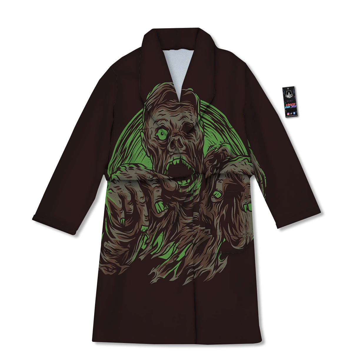 Zombie Walking Green Print Bathrobe-grizzshop