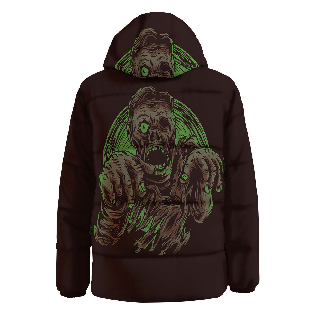 Zombie Walking Green Print Down Jacket-grizzshop