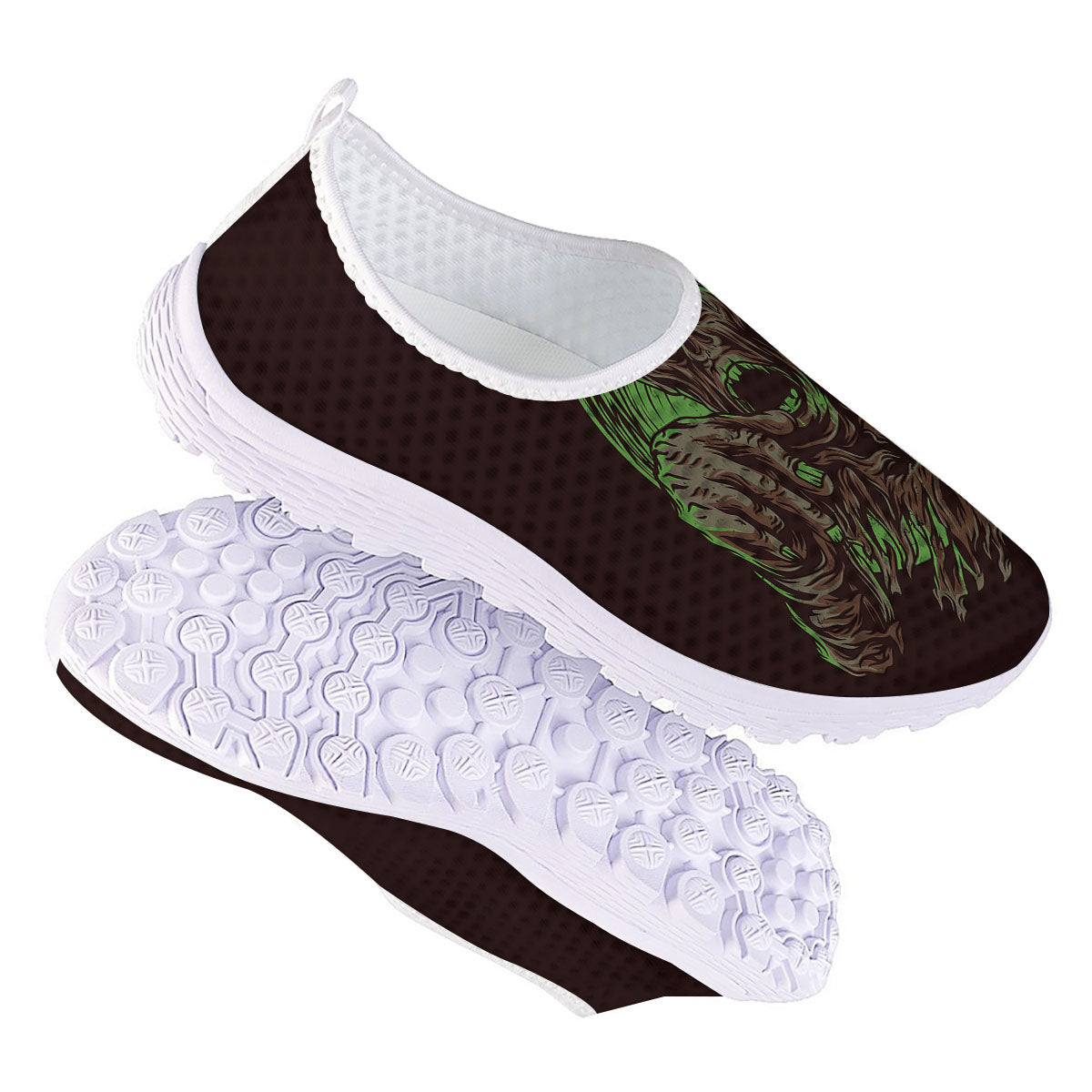 Zombie Walking Green Print Nurse Shoes-grizzshop