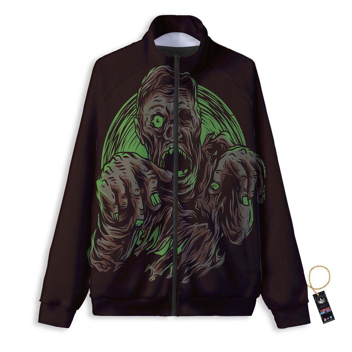 Zombie Walking Green Print Track Jacket-grizzshop