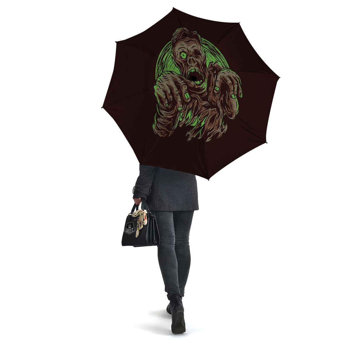 Zombie Walking Green Print Umbrella-grizzshop