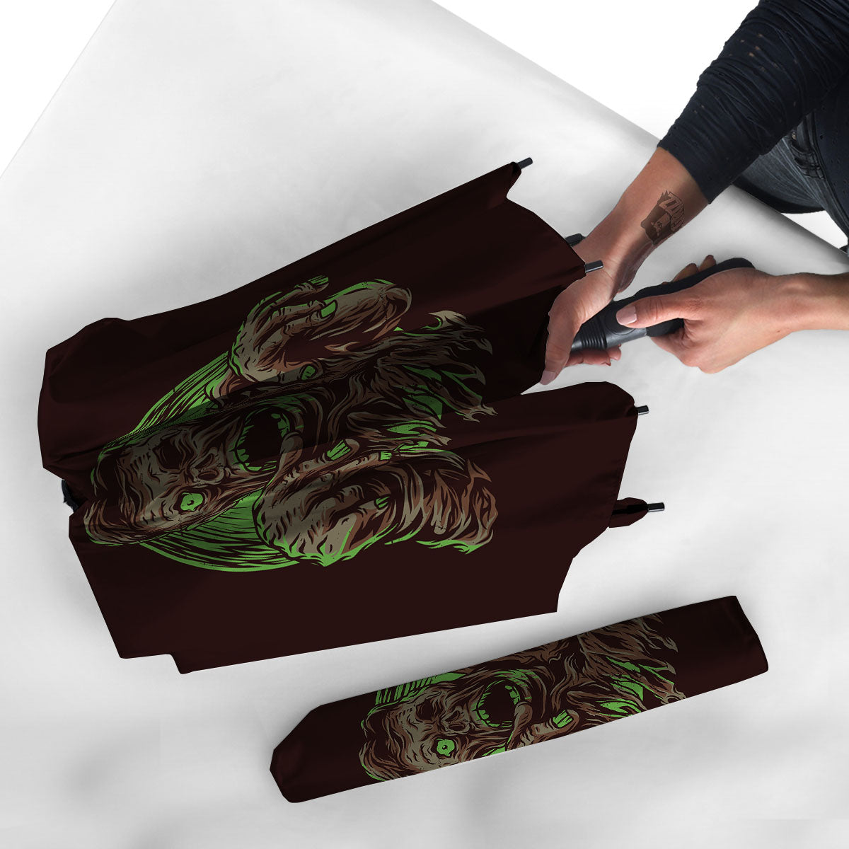 Zombie Walking Green Print Umbrella-grizzshop
