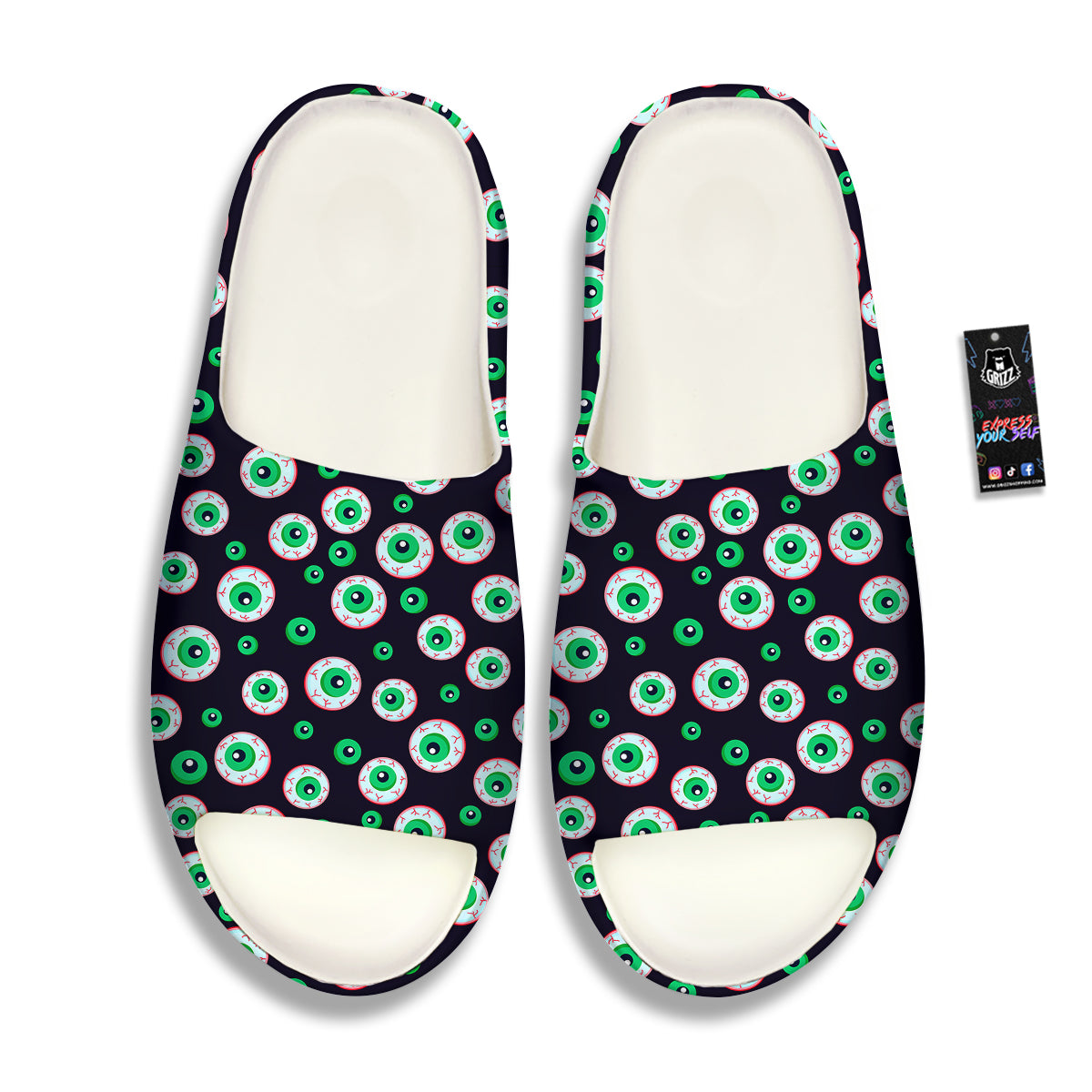 Zombie Eyeball Print Pattern Sandals-grizzshop