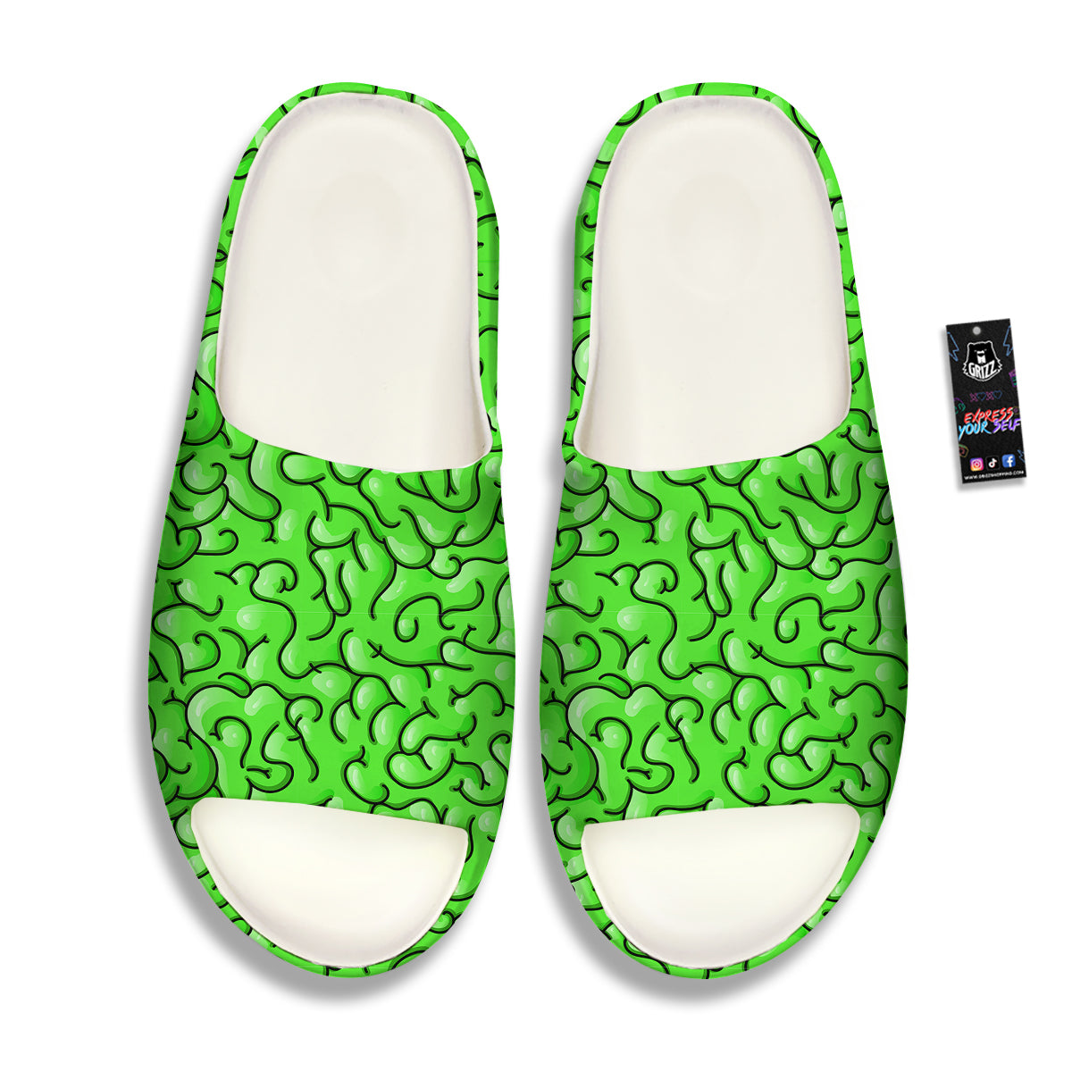 Zombie Green Brain Print Pattern Sandals-grizzshop