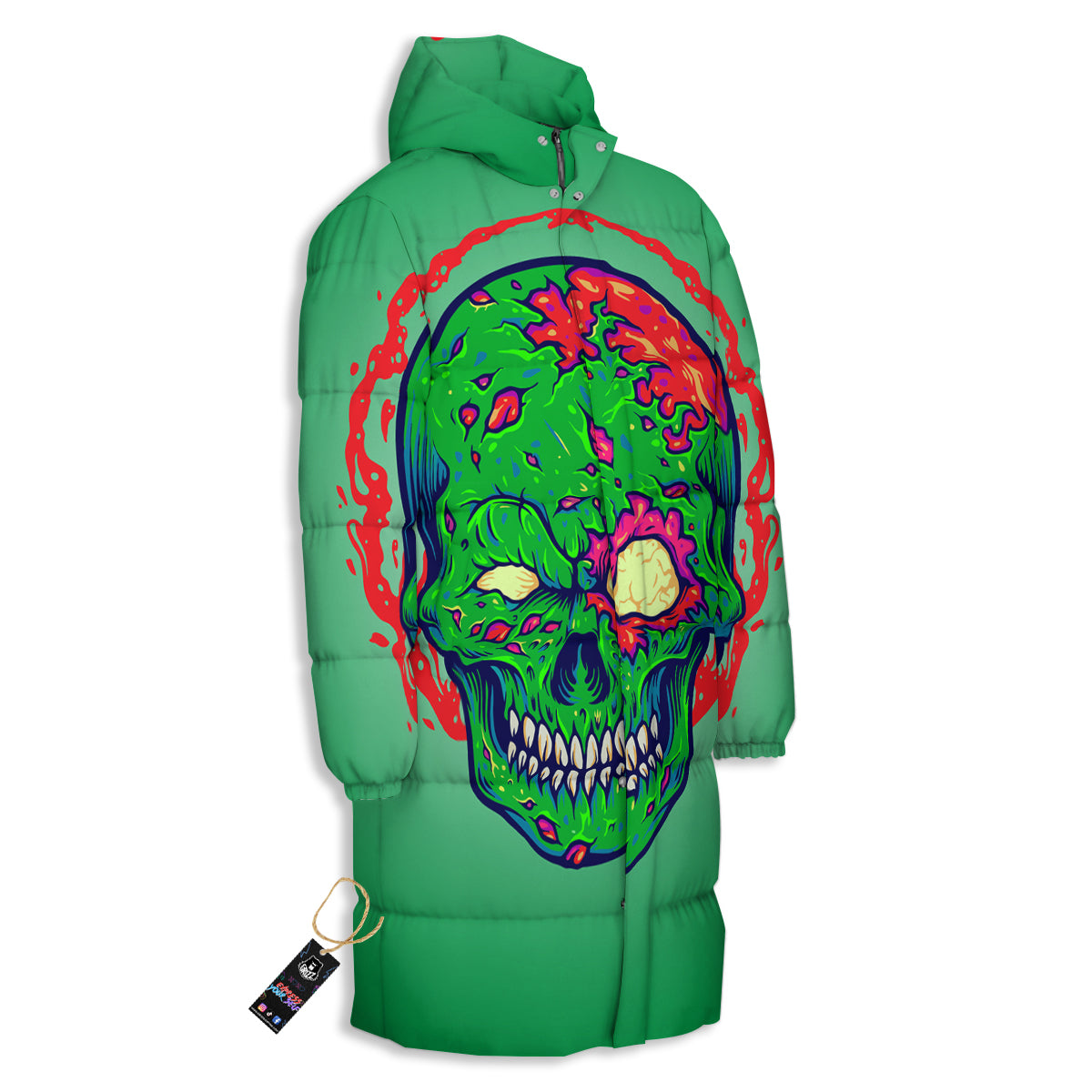 Zombie Halloween Skull Print Long Down Jacket