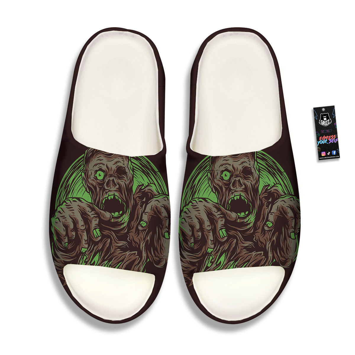 Zombie Walking Green Print Sandals-grizzshop