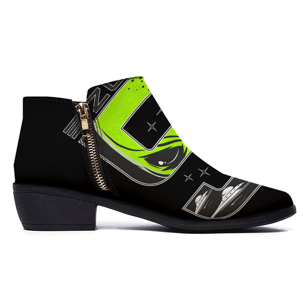 Zone 51 Alien And UFO Print Ankle Boots-grizzshop