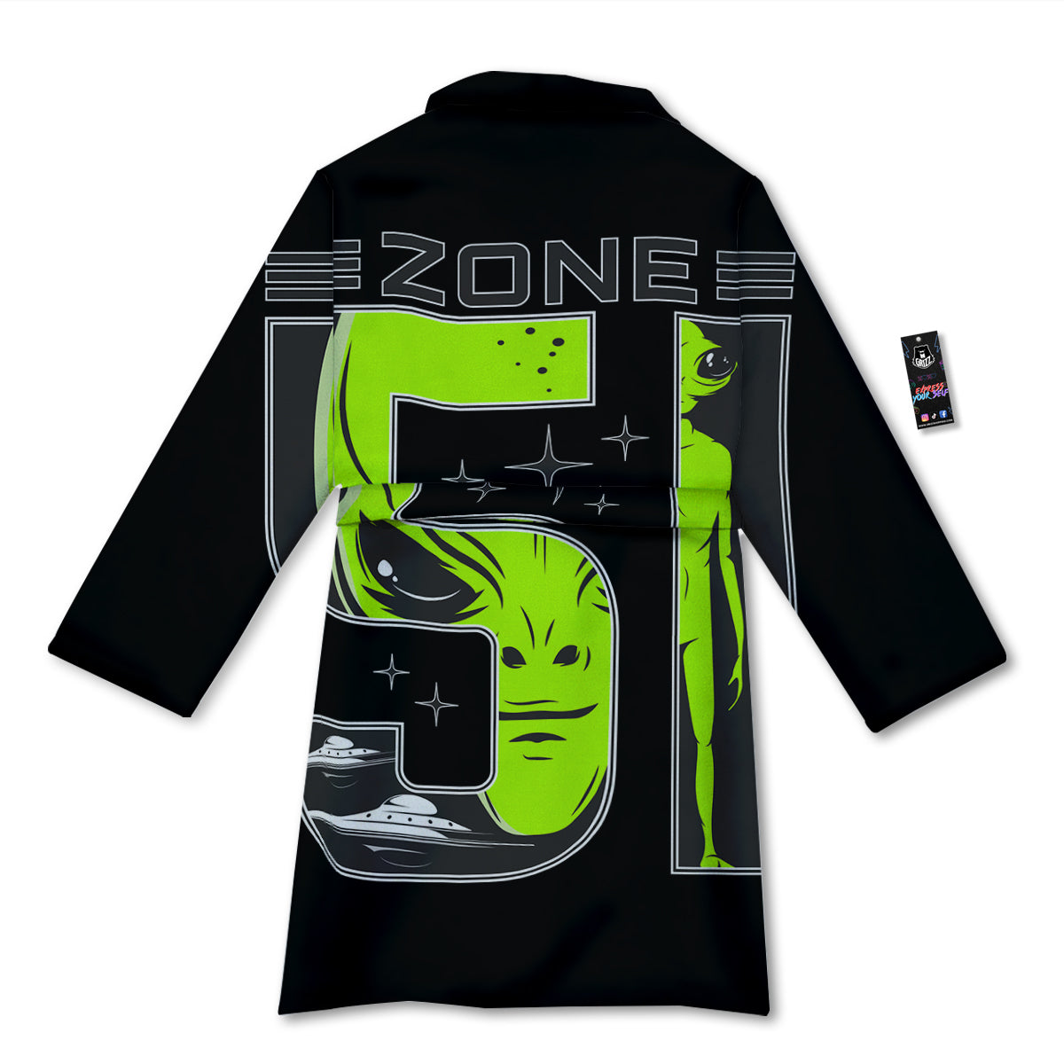 Zone 51 Alien And UFO Print Bathrobe-grizzshop