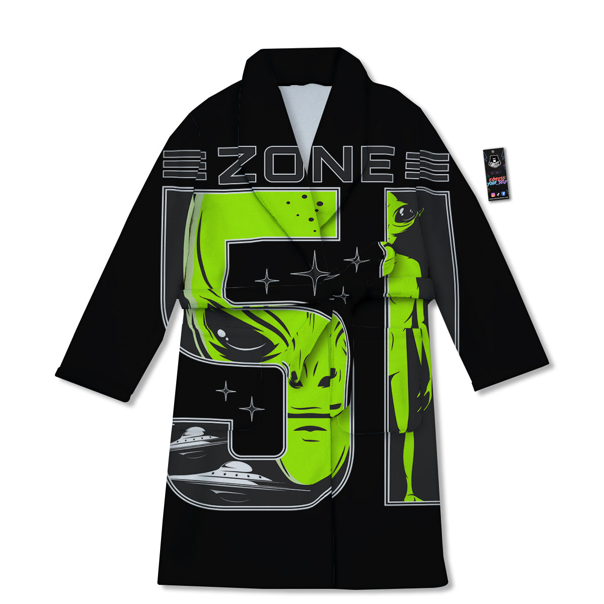 Zone 51 Alien And UFO Print Bathrobe-grizzshop