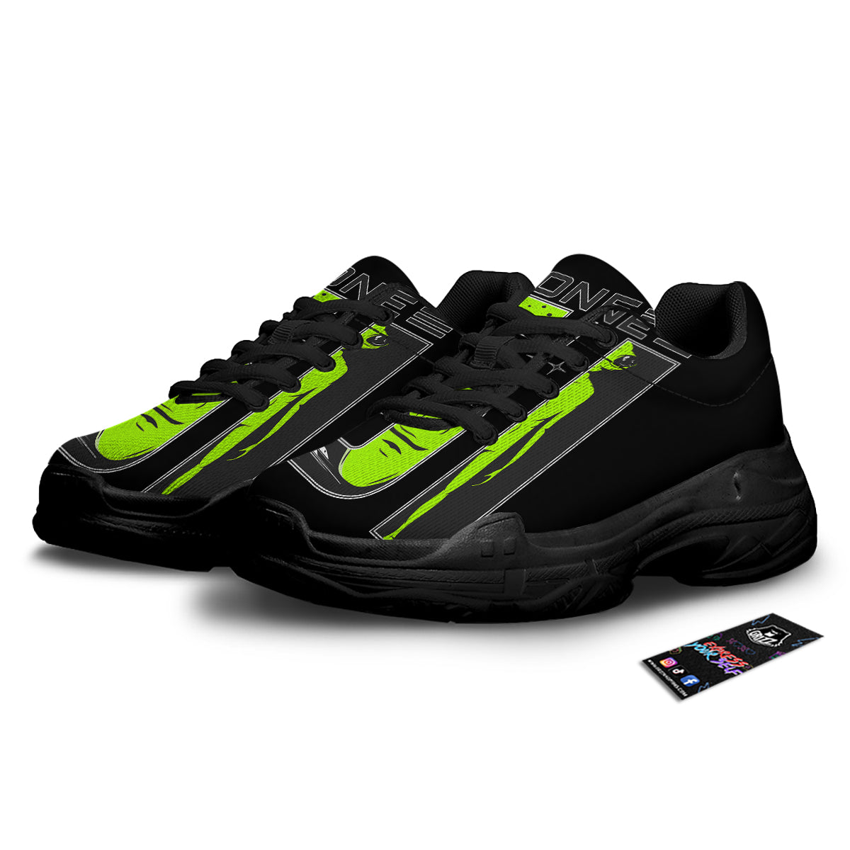 Zone 51 Alien And UFO Print Black Chunky Shoes-grizzshop