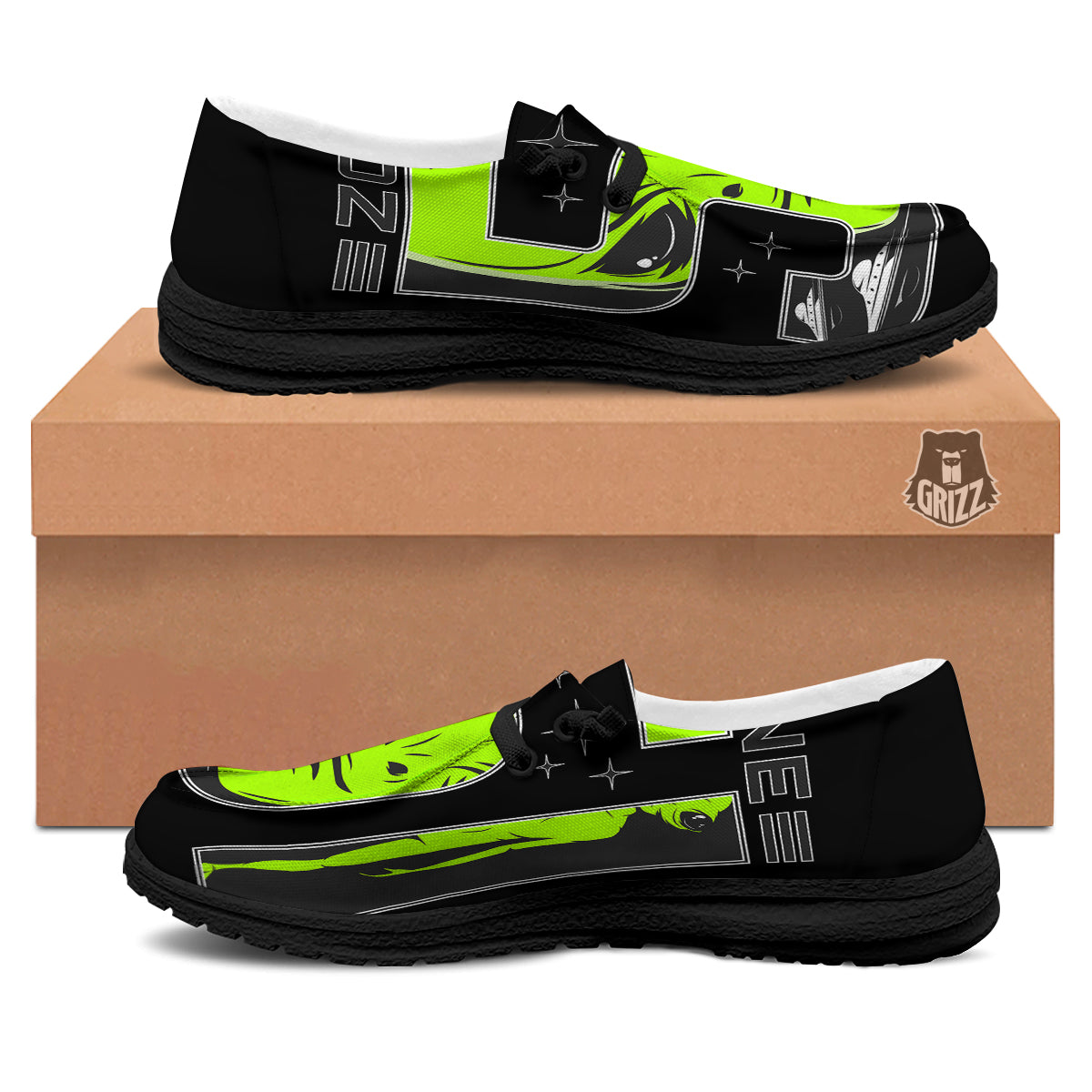 Zone 51 Alien And UFO Print Black Loafers-grizzshop
