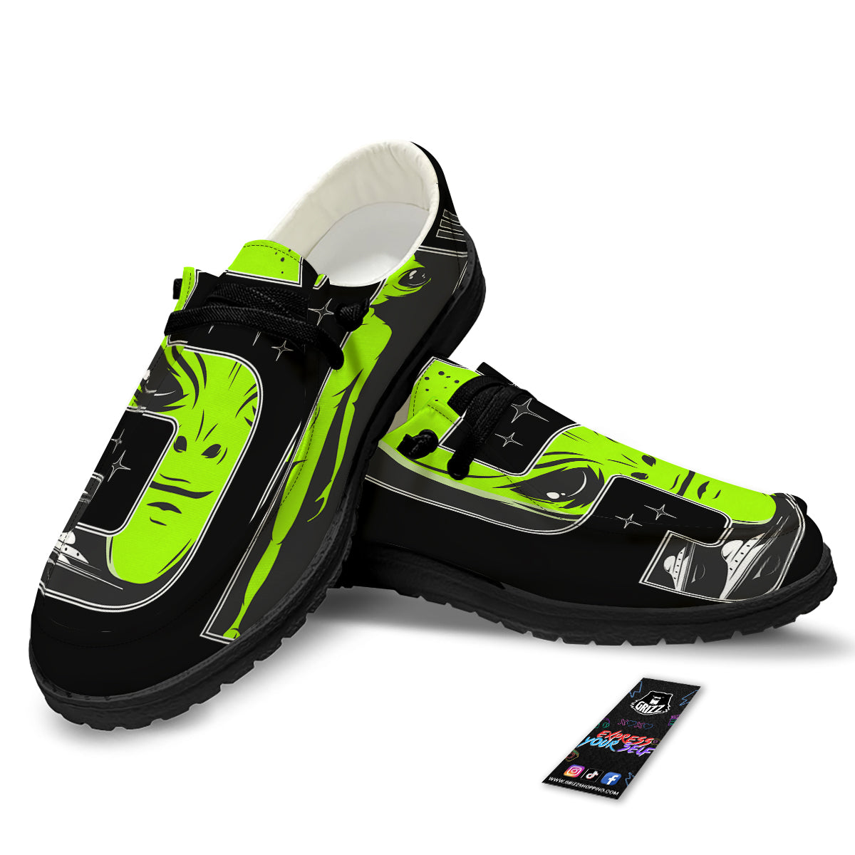 Zone 51 Alien And UFO Print Black Loafers-grizzshop