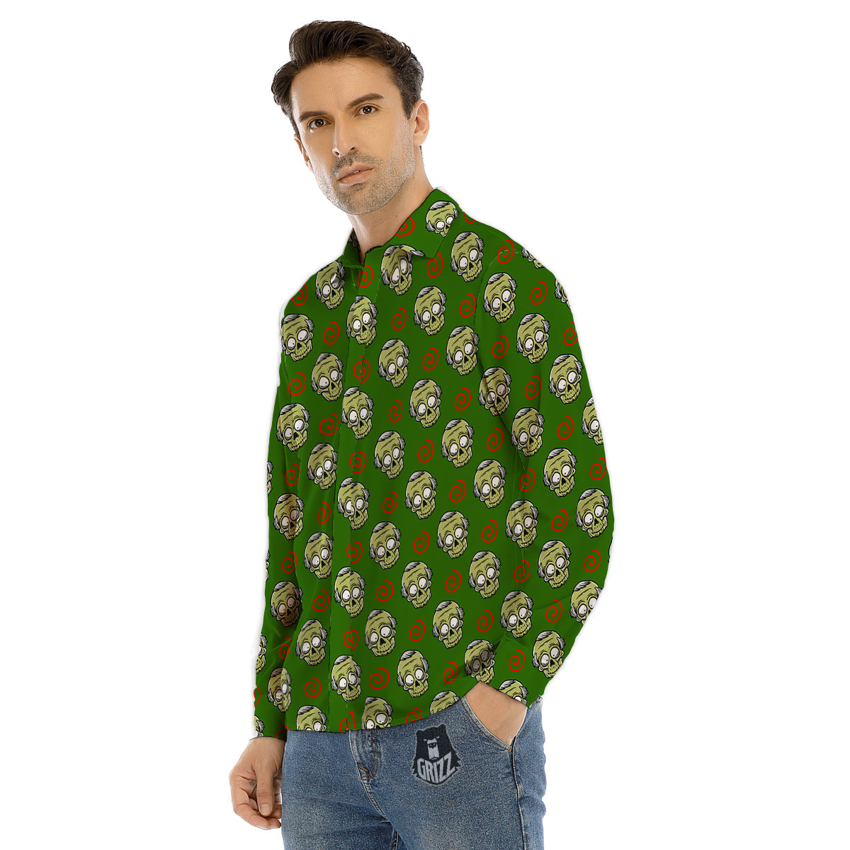 Zone 51 Alien And UFO Print Men's Dress Shirts-grizzshop