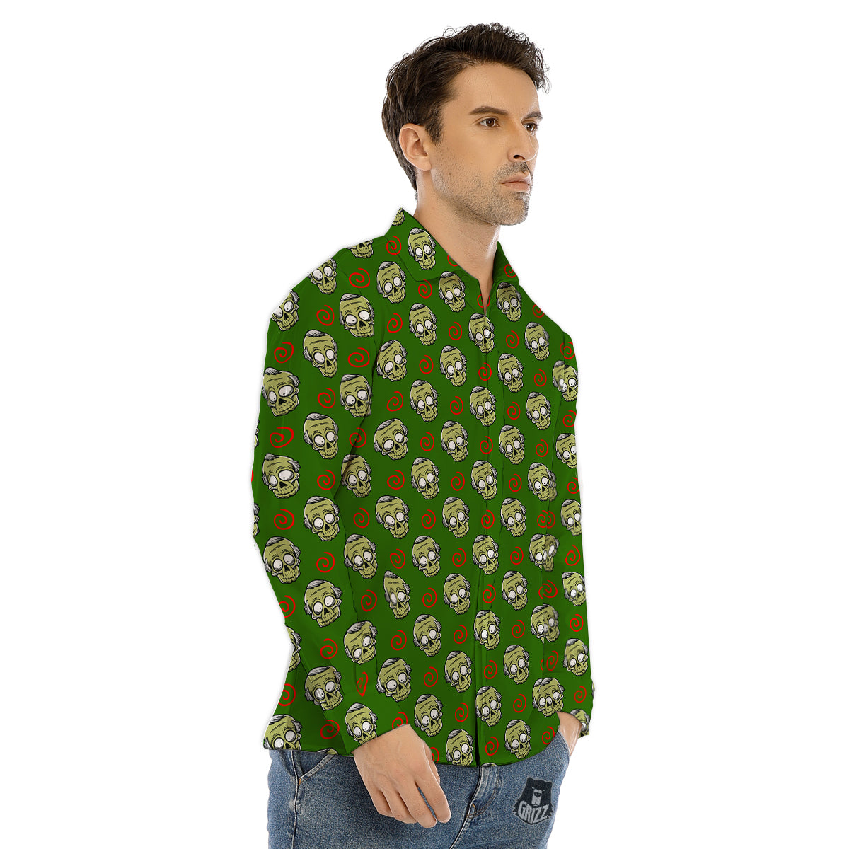 Zone 51 Alien And UFO Print Men's Dress Shirts-grizzshop