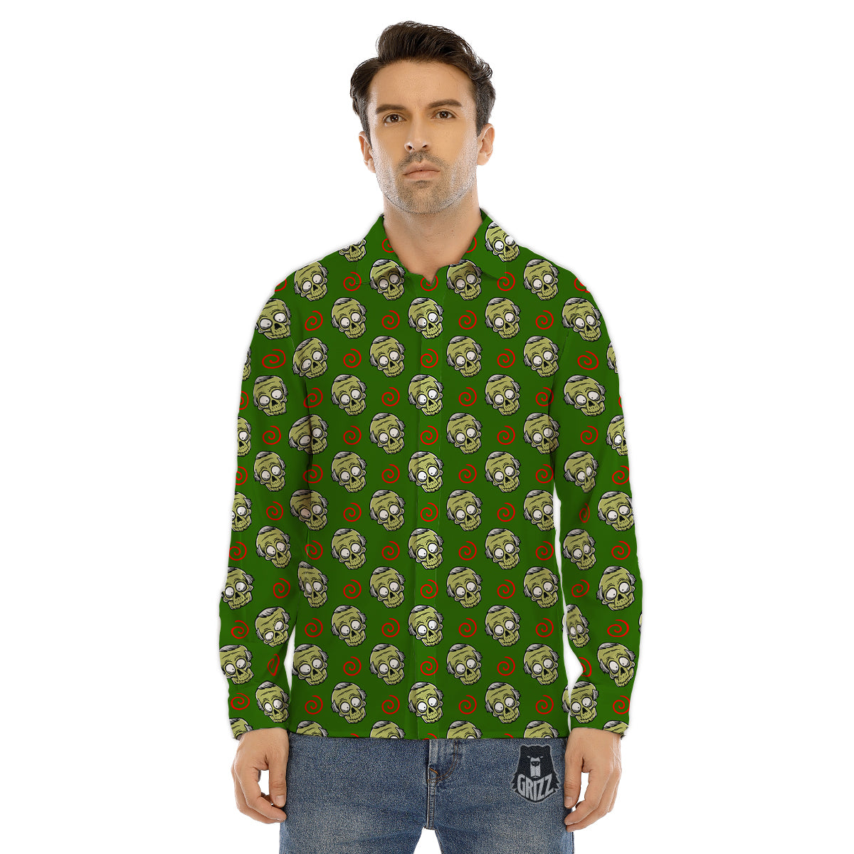 Zone 51 Alien And UFO Print Men's Dress Shirts-grizzshop