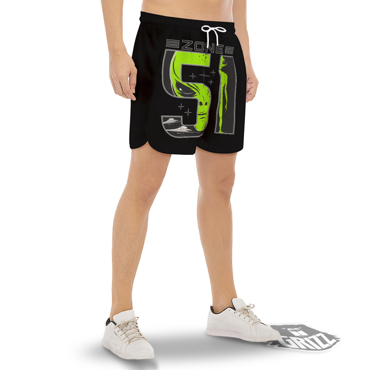 Zone 51 Alien And UFO Print Men's Gym Shorts-grizzshop