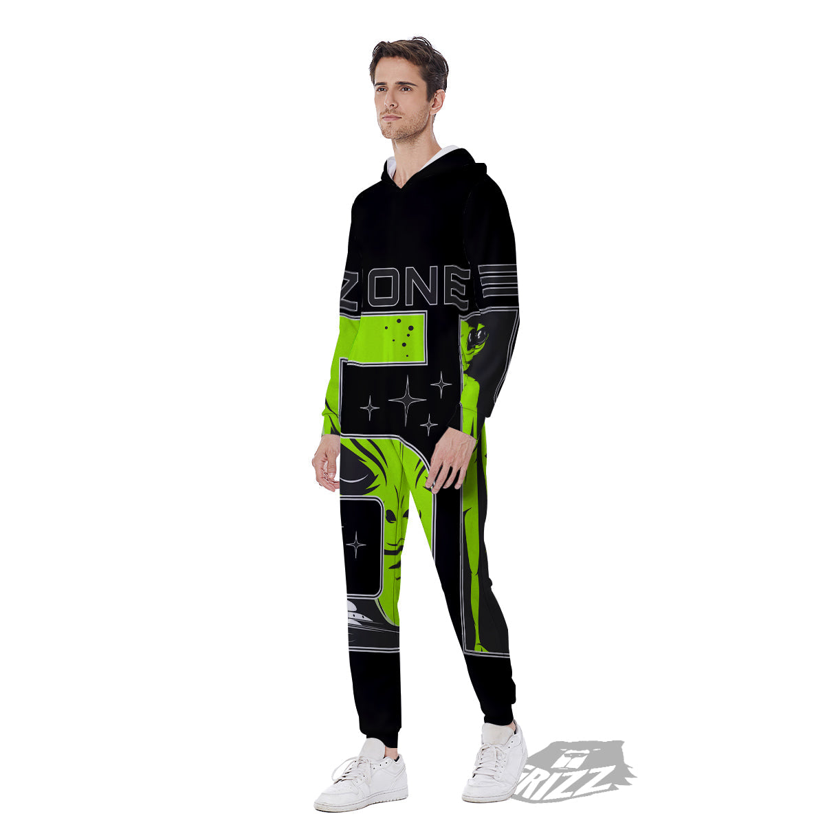 Zone 51 Alien And UFO Print Men's Jumpsuit-grizzshop