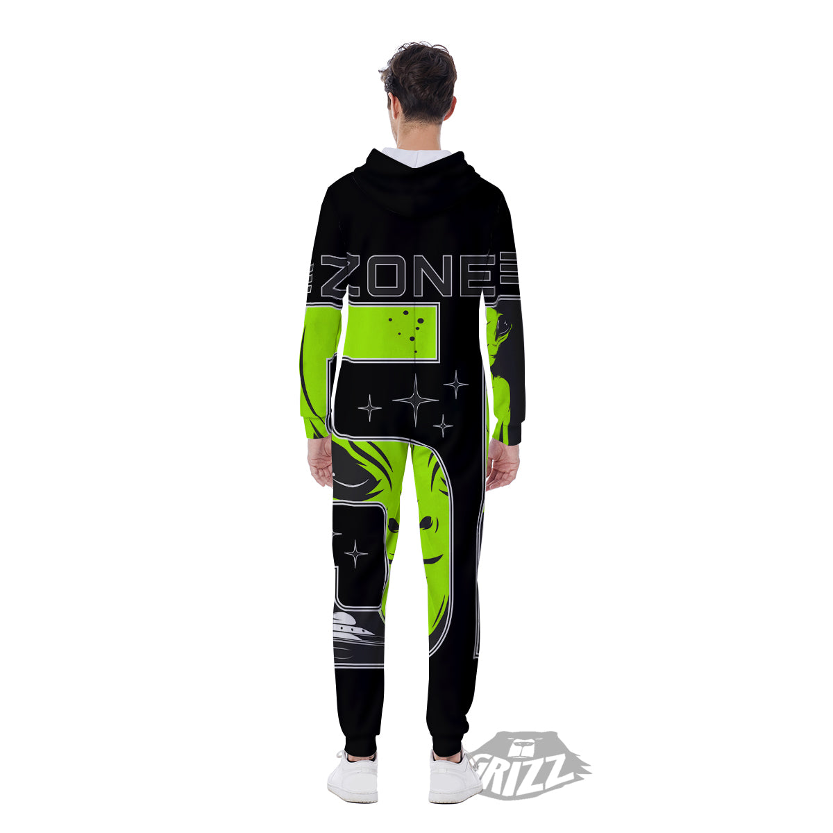 Zone 51 Alien And UFO Print Men's Jumpsuit-grizzshop