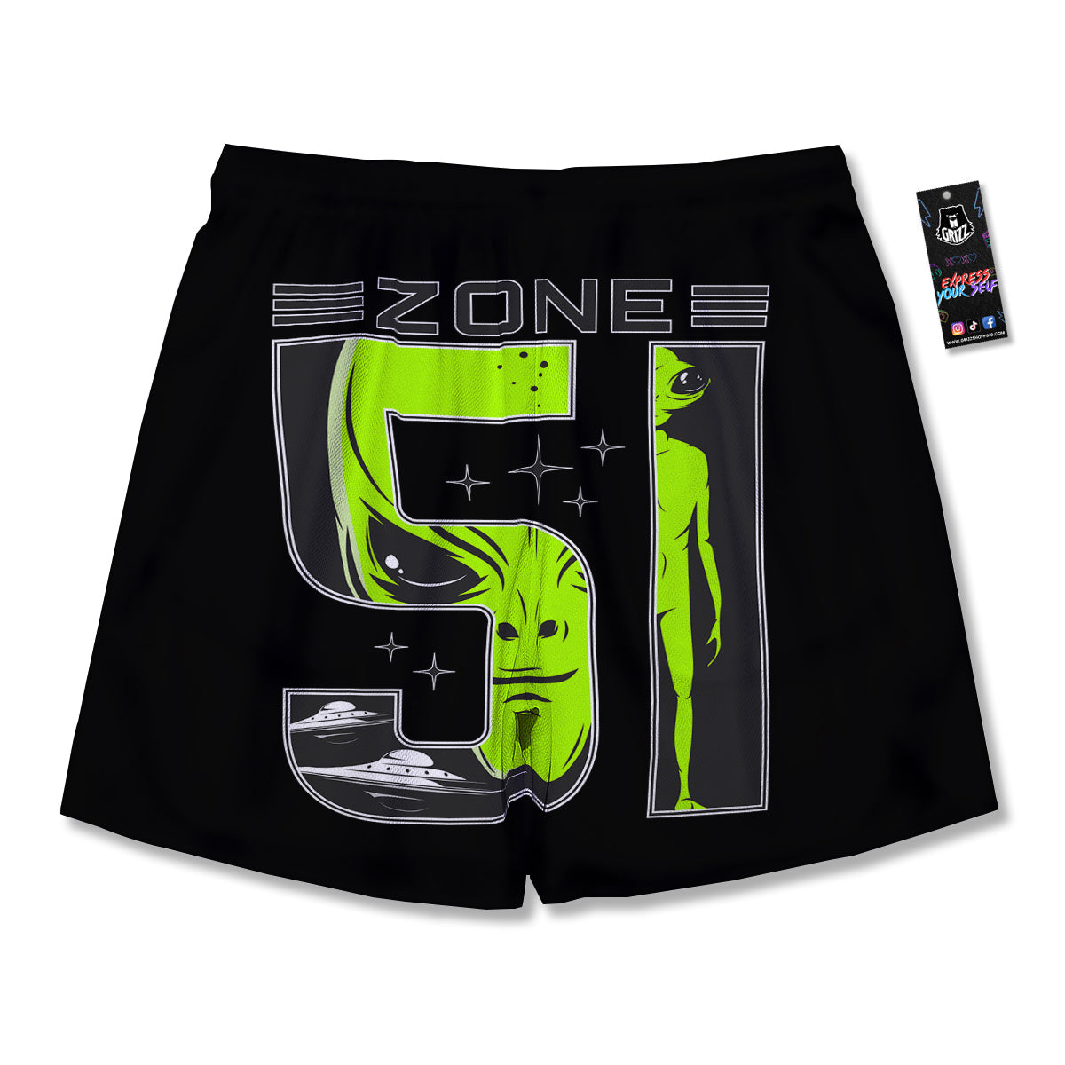 Zone 51 Alien And UFO Print Men's Running Shorts-grizzshop