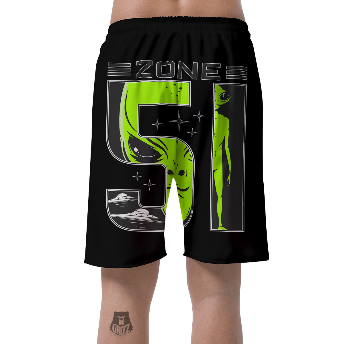 Zone 51 Alien And UFO Print Men's Shorts-grizzshop