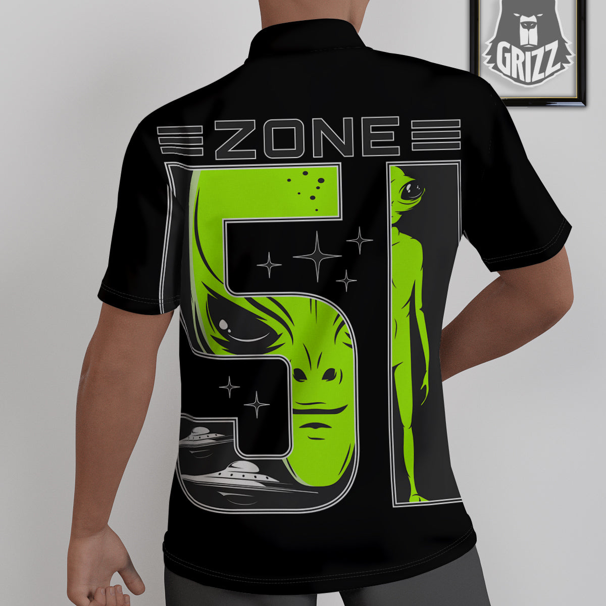 Zone 51 Alien And UFO Print Untucked Shirts-grizzshop