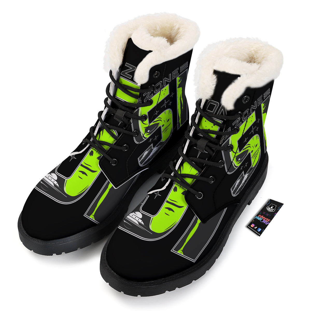 Zone 51 Alien And UFO Print Winter Boots-grizzshop
