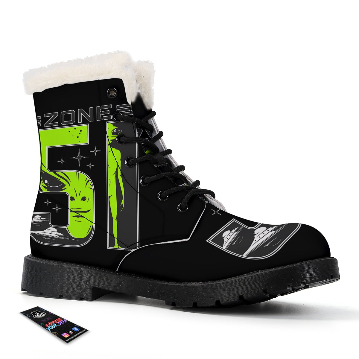 Zone 51 Alien And UFO Print Winter Boots-grizzshop