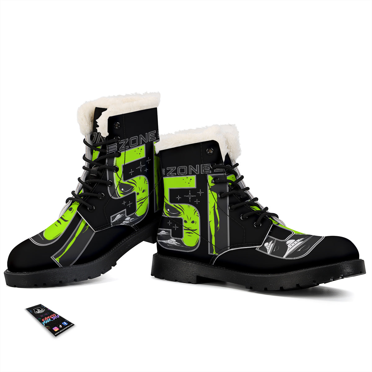 Zone 51 Alien And UFO Print Winter Boots-grizzshop