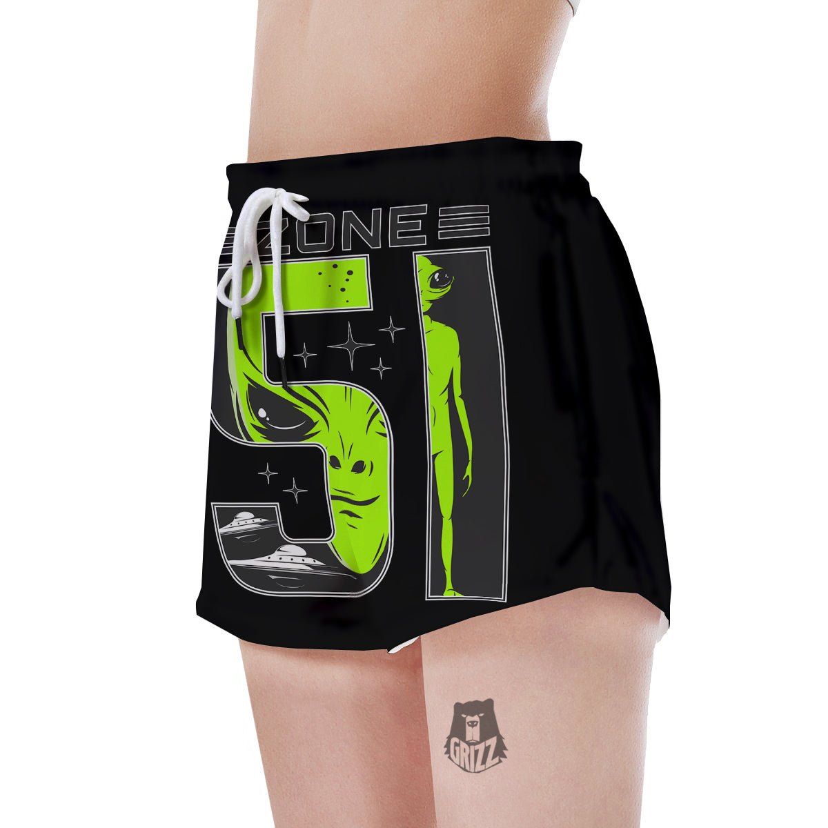 Zone 51 Alien And UFO Print Women's Shorts-grizzshop