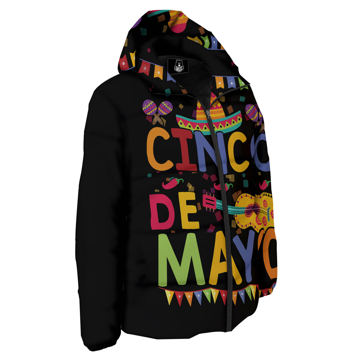 de Mayo Colorful Cinco Print Down Jacket-grizzshop