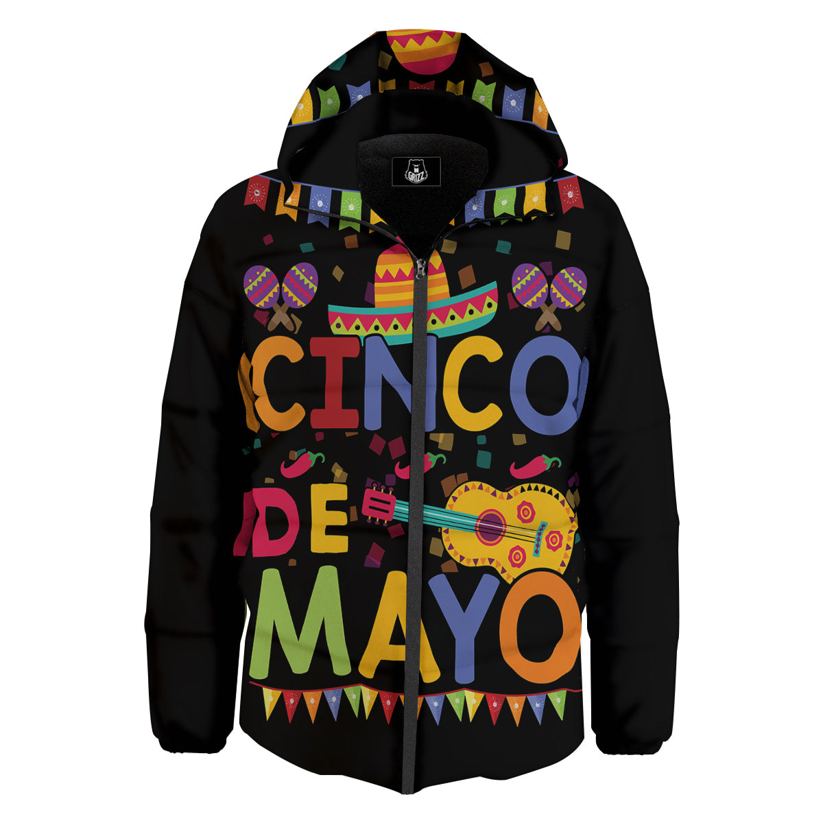 de Mayo Colorful Cinco Print Down Jacket-grizzshop