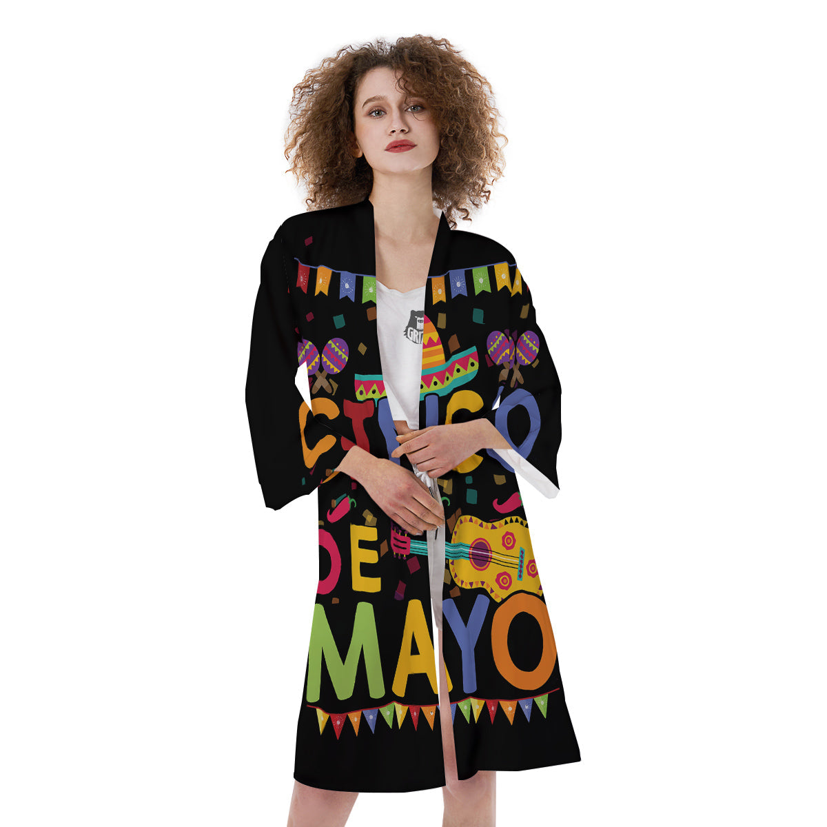 de Mayo Colorful Cinco Print Kimono-grizzshop