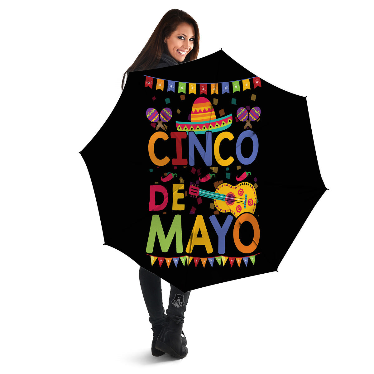 de Mayo Colorful Cinco Print Umbrella-grizzshop