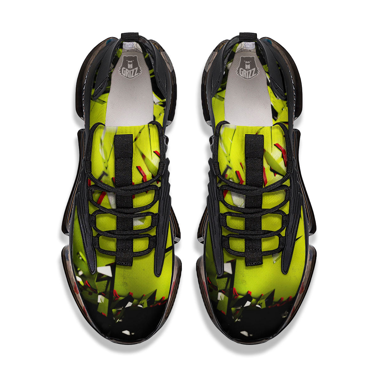 3D Baseballs Print Black Gym Shoes-grizzshop
