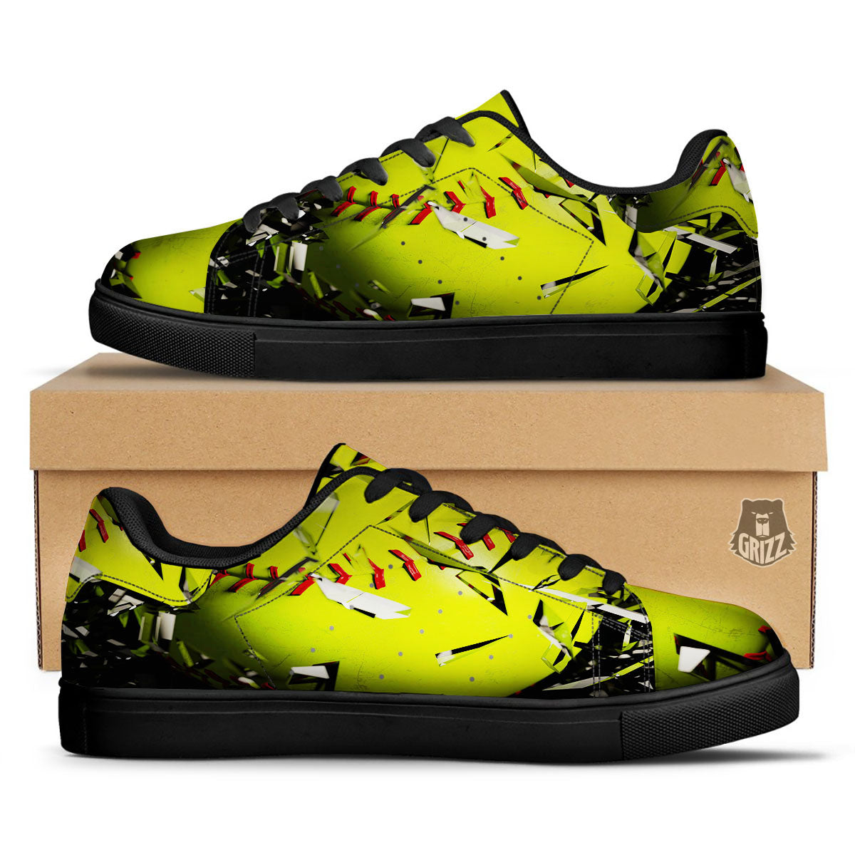 3D Baseballs Print Black Low Top Sneakers-grizzshop