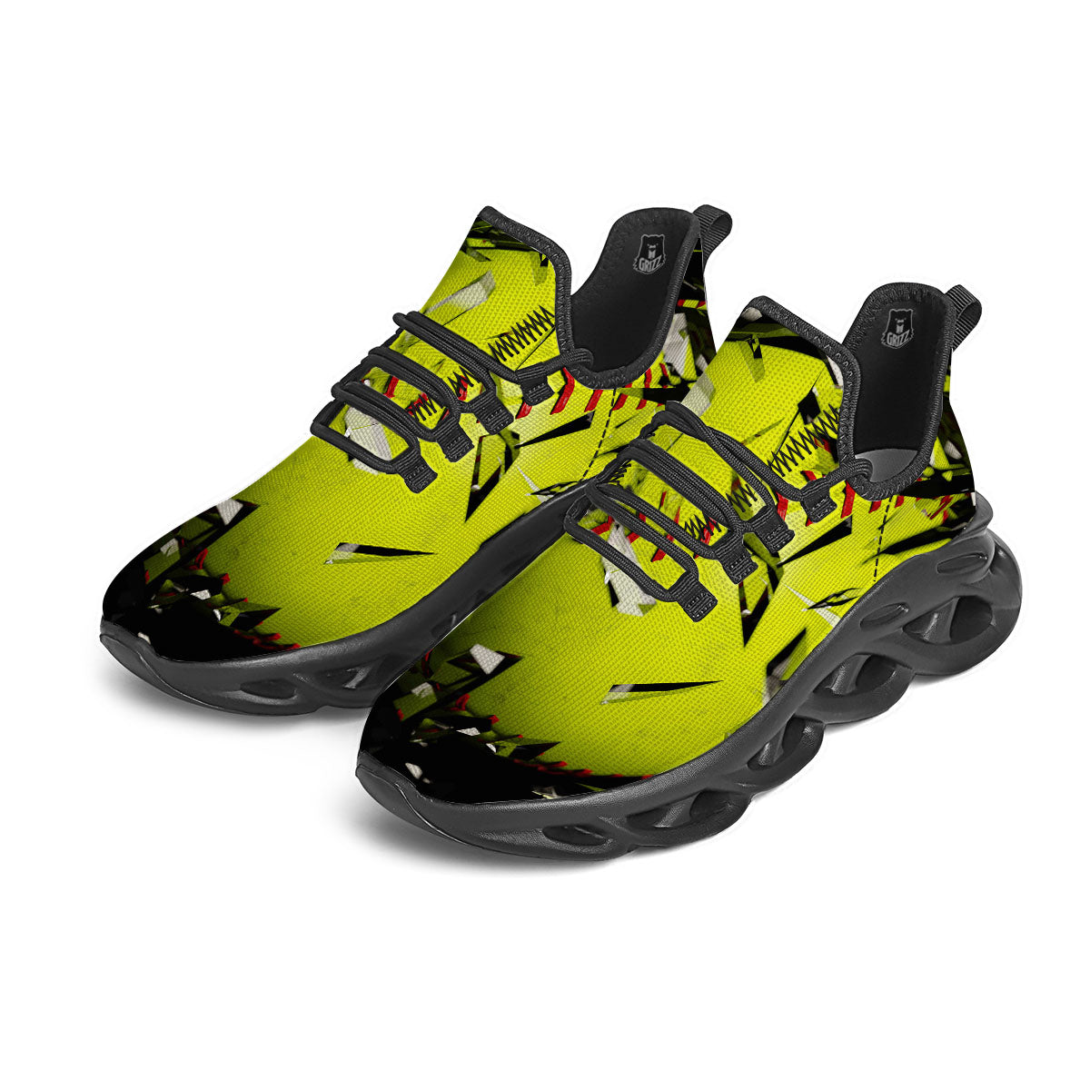 3D Baseballs Print Black Running Shoes-grizzshop