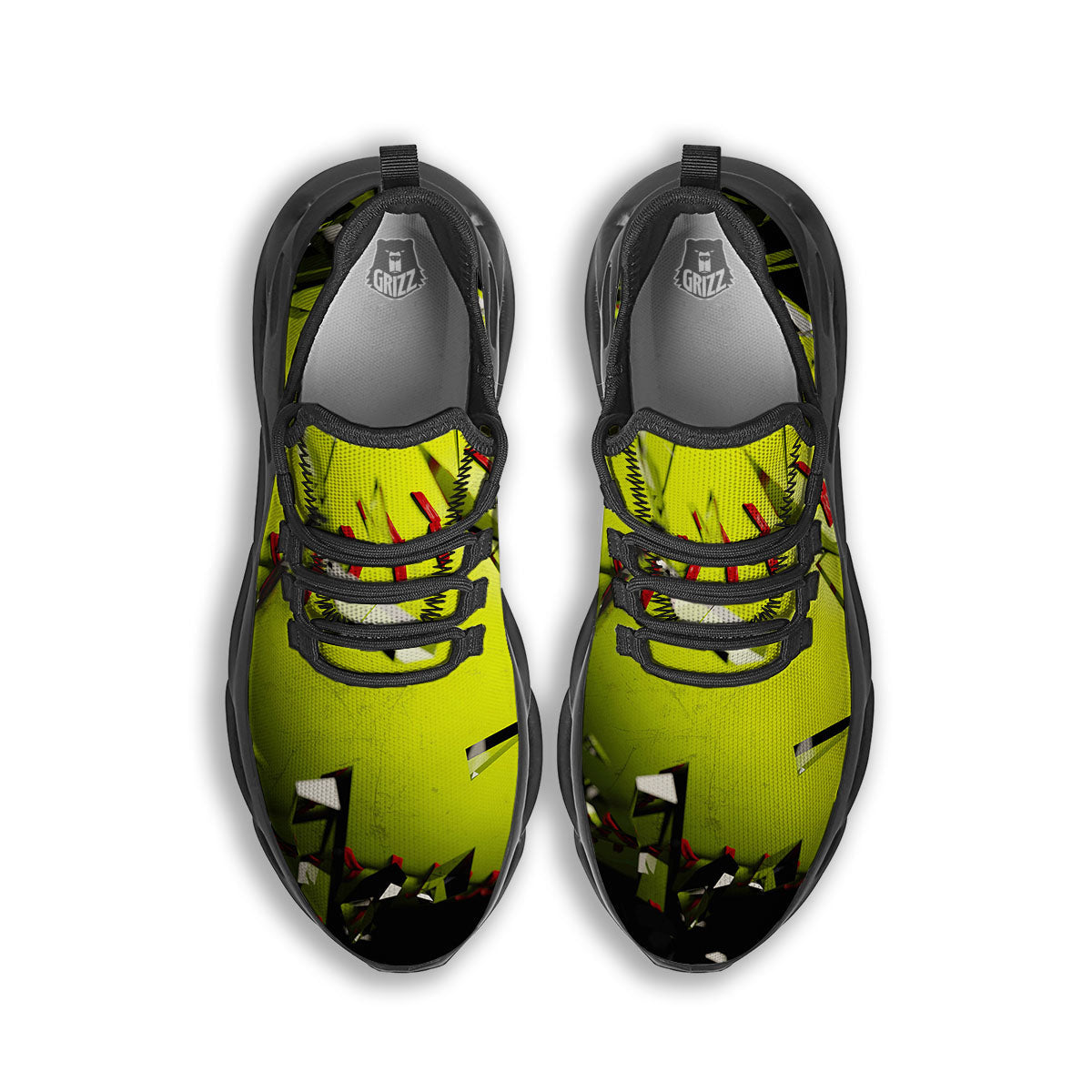 3D Baseballs Print Black Running Shoes-grizzshop